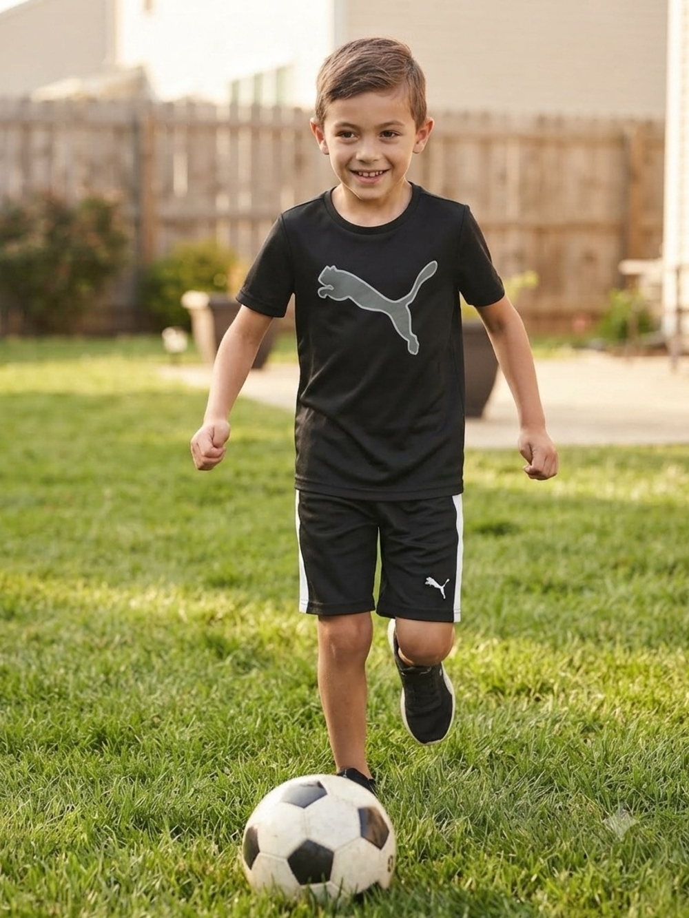 Title: PUMA Boys Black Active Outfit Set Size 7 T-Shirt Shorts